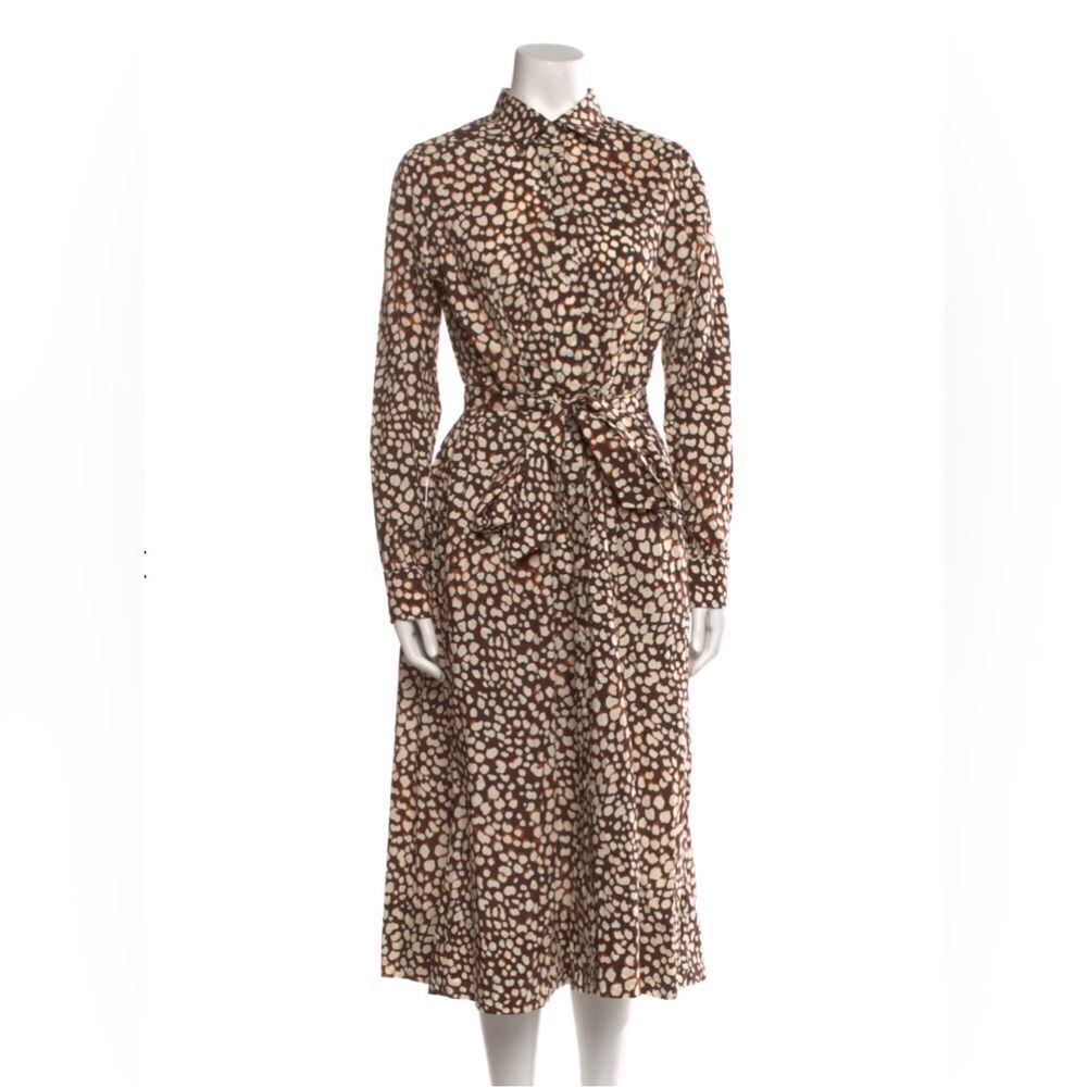 Ann Mashburn Size Medium Shirt Dress - Brown and Tan Animal Print